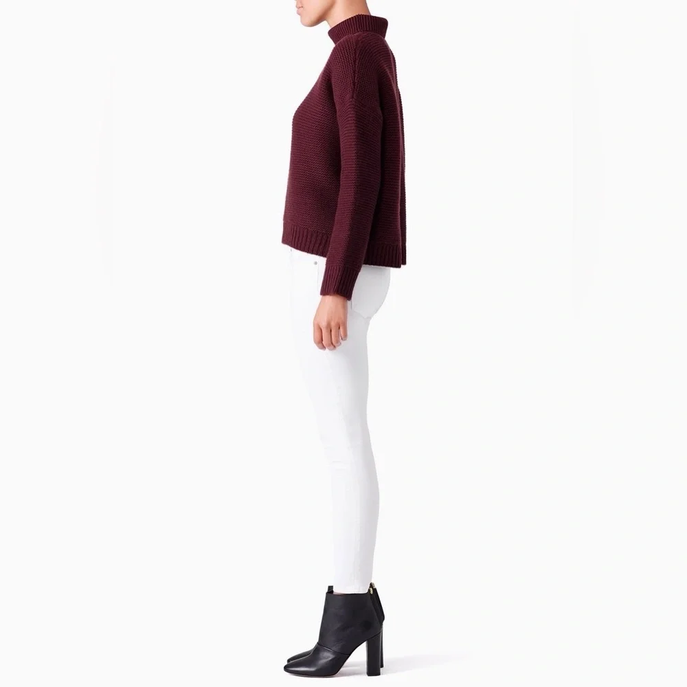 Vince Cashmere Wool Blend Chunky Turtleneck Sweater, Eggplant, Size XS