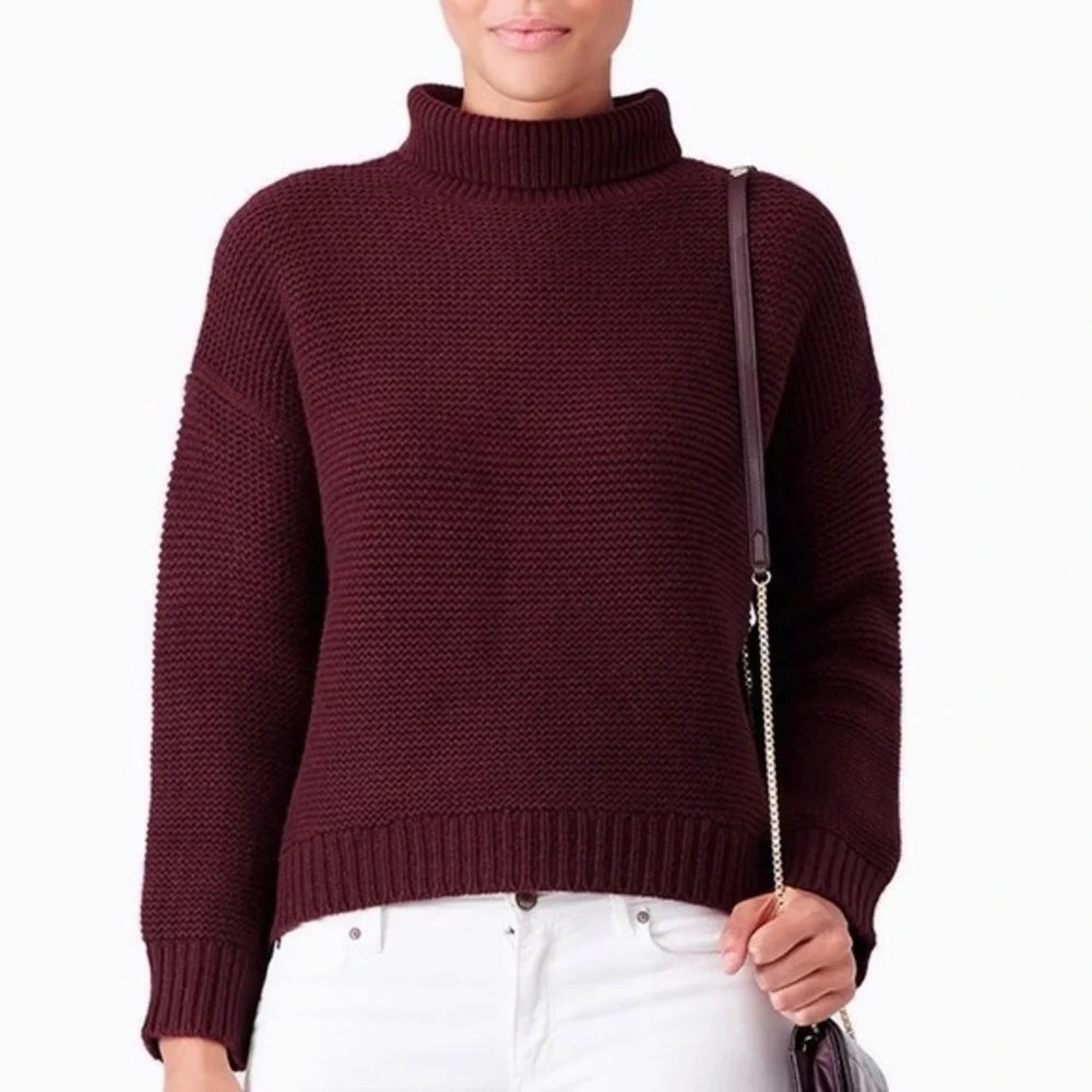 Vince Cashmere Wool Blend Chunky Turtleneck Sweater, Eggplant, Size XS