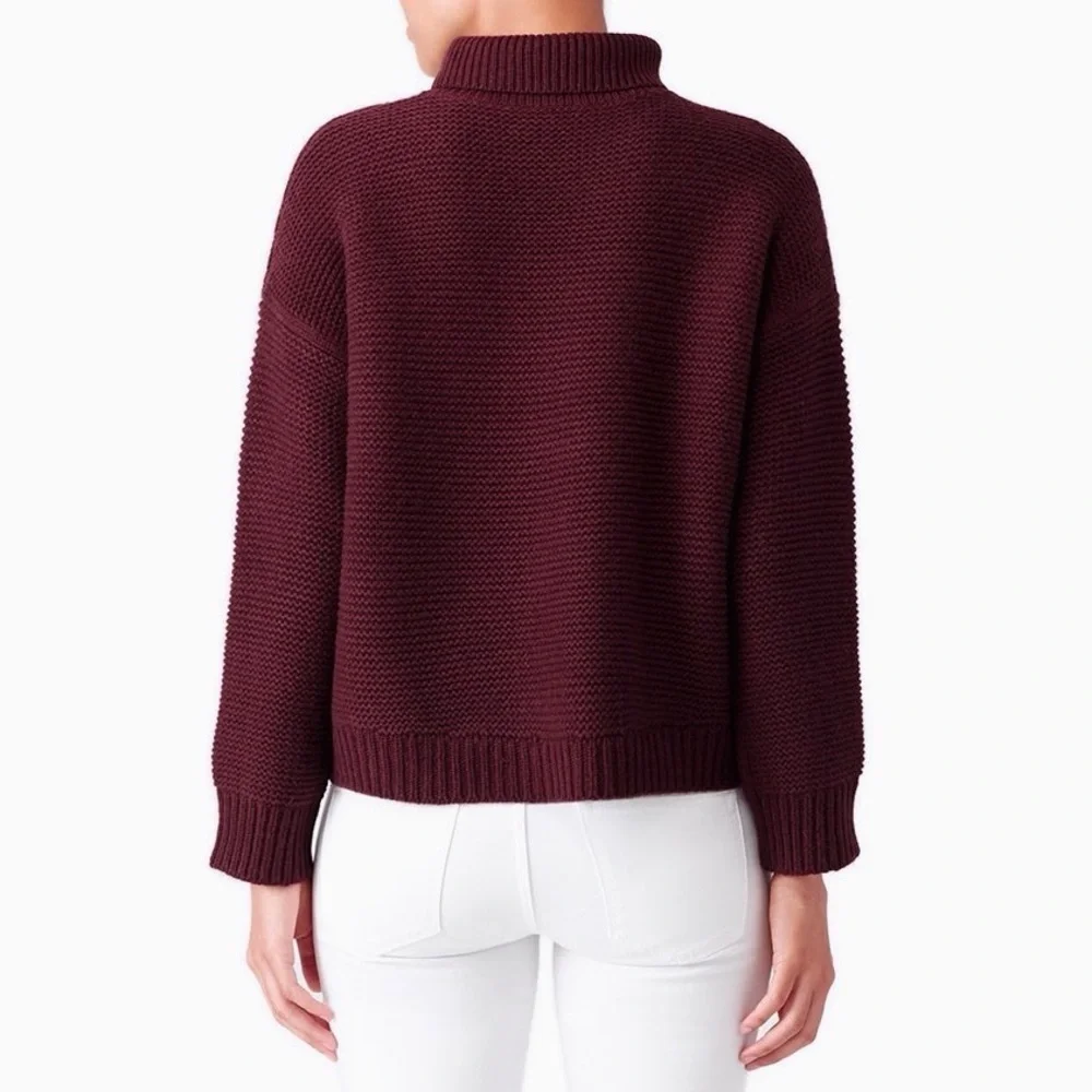 Vince Cashmere Wool Blend Chunky Turtleneck Sweater, Eggplant, Size XS