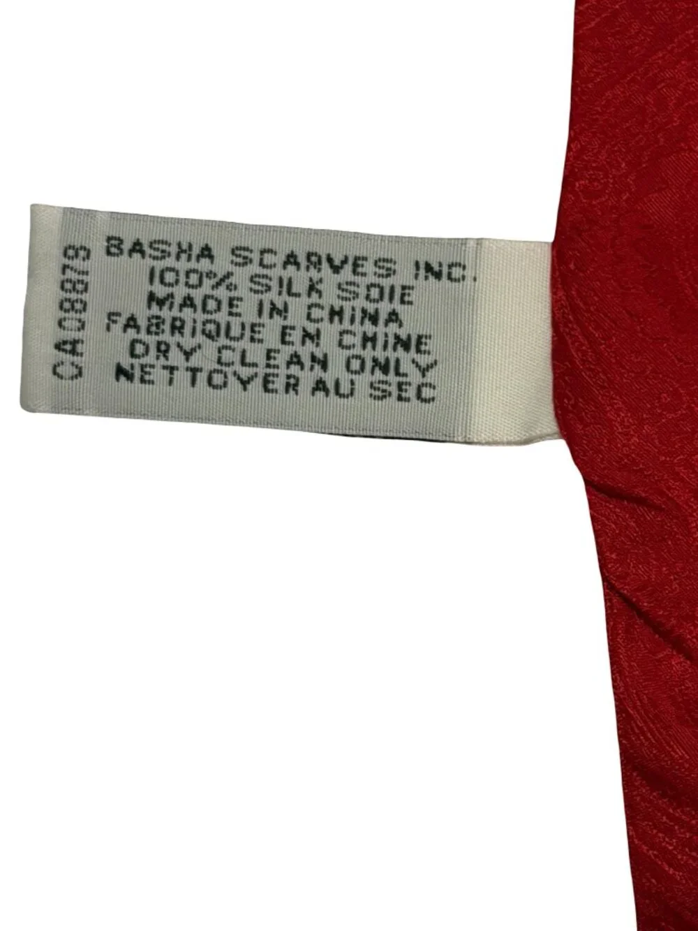 Bill Blass Red Silk Paisley Fringe Scarf Wrap Shawl 100% Silk