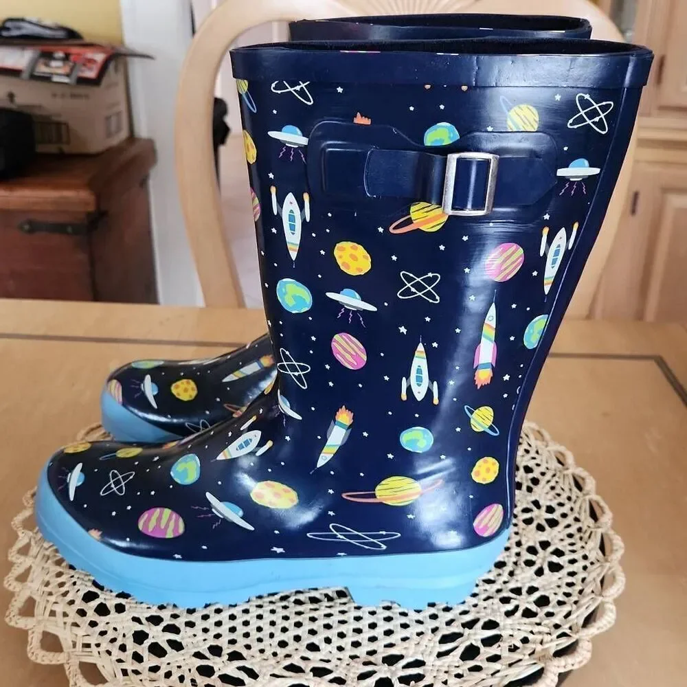 Aleader outerspace blue rainboots size 5