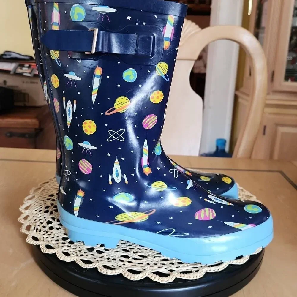 Aleader outerspace blue rainboots size 5