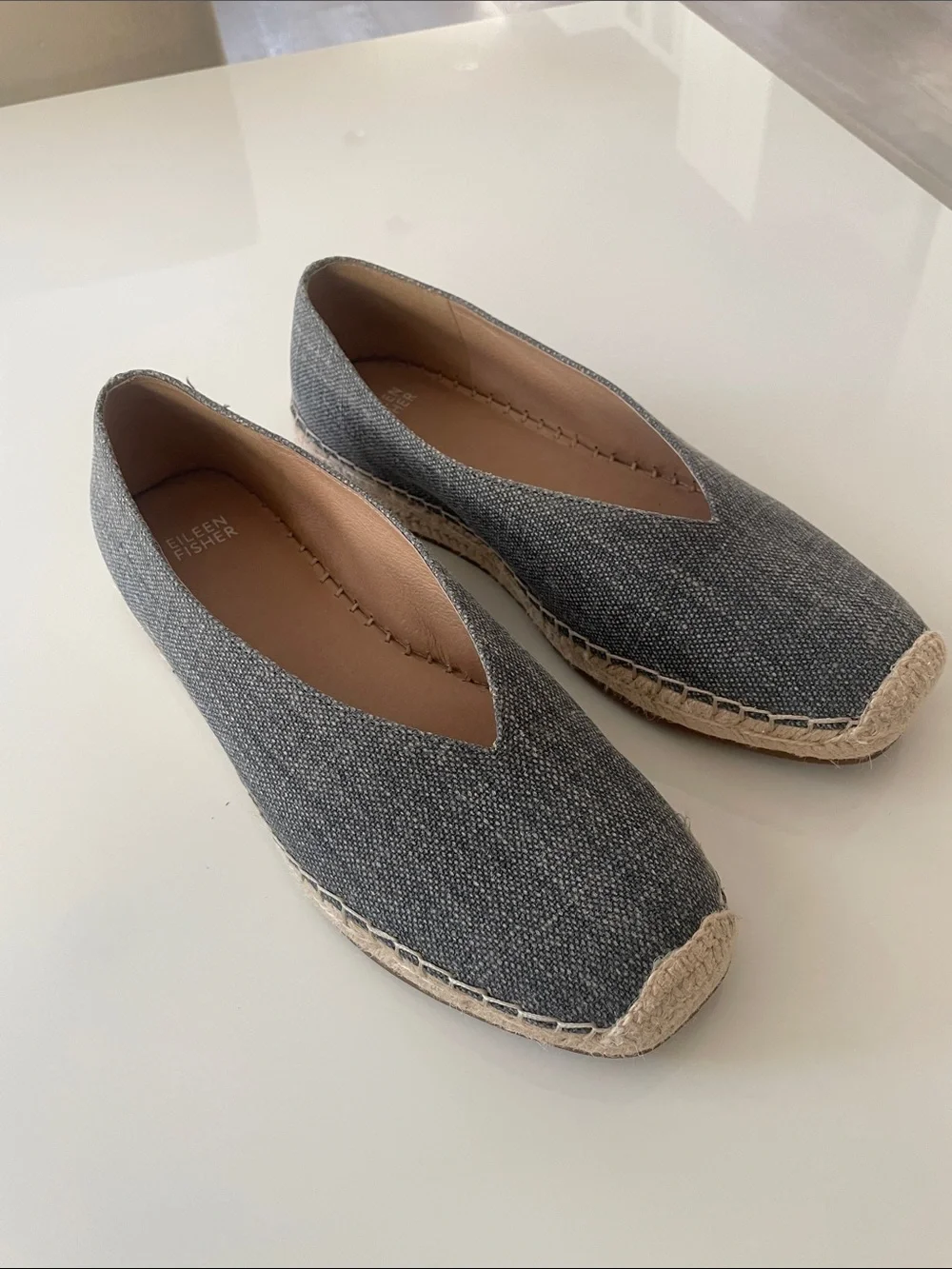 Eileen Fisher Light Denim Slip-On Espadrille Flats