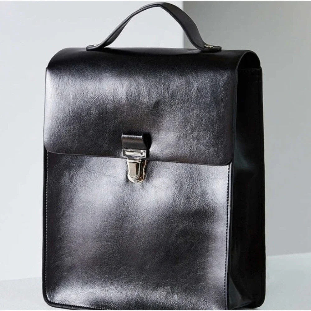 Urban Outfitters Black Cooperative Ivy Backpack Vegan‎ Leather Button Clasp