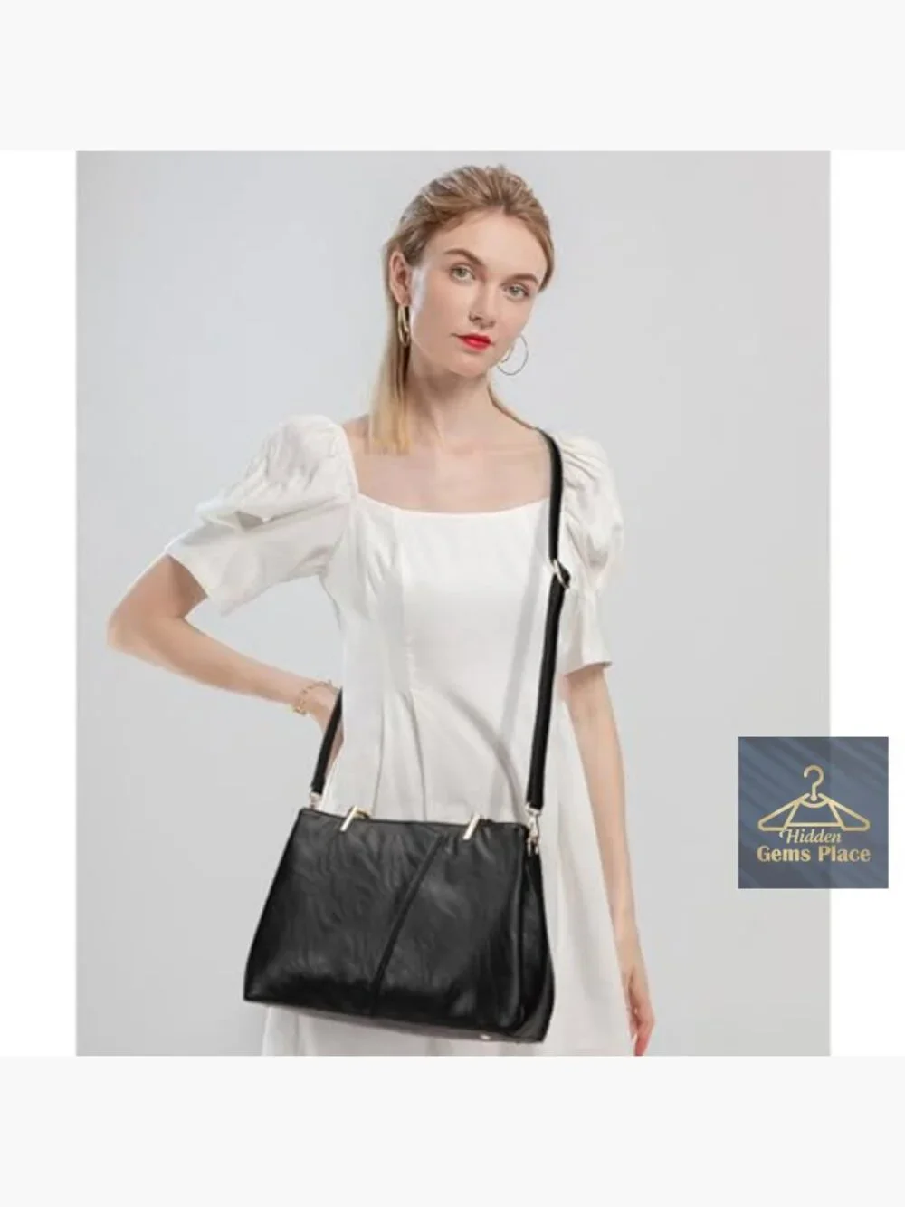 Medium Hobo Shoulder Tote Handbag Faux Leather Crossbody Purse