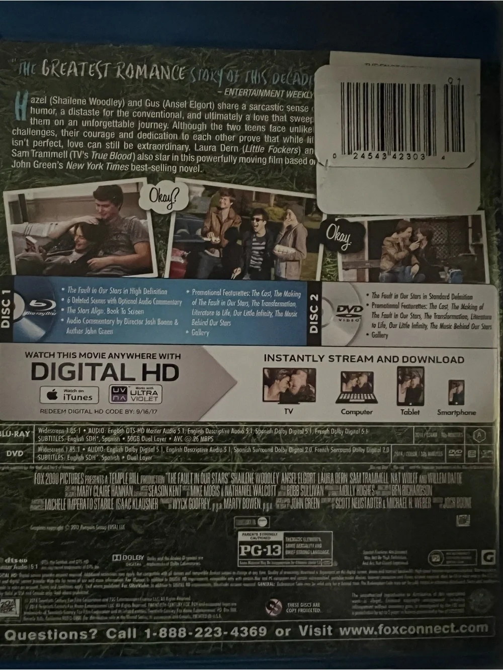 The Fault in Our Stars Blu-ray + DVD + Digital HD - Romantic Drama