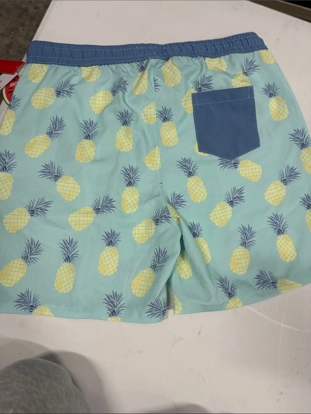 Men's Pineapple Print Swim Trunks - Aqua/Yellow