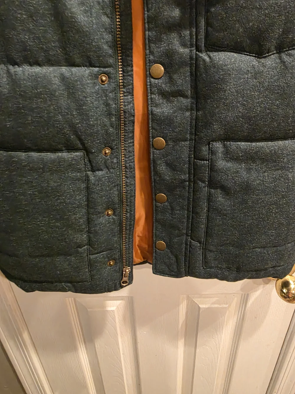 Old Navy Quilted Puffer Vest in Dark Teal with Orange Lining