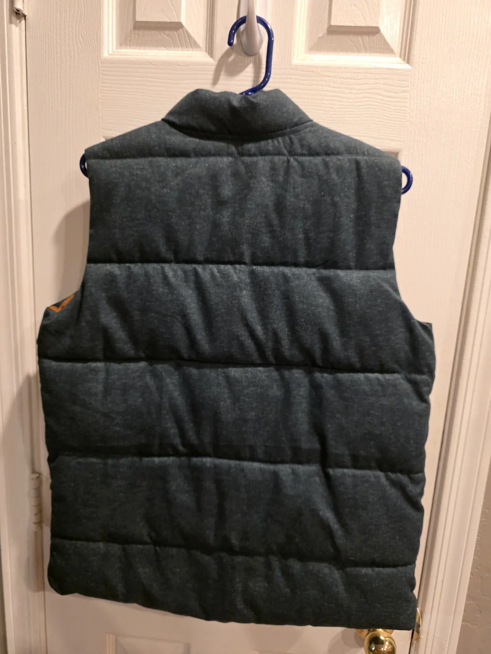 Old Navy Quilted Puffer Vest in Dark Teal with Orange Lining