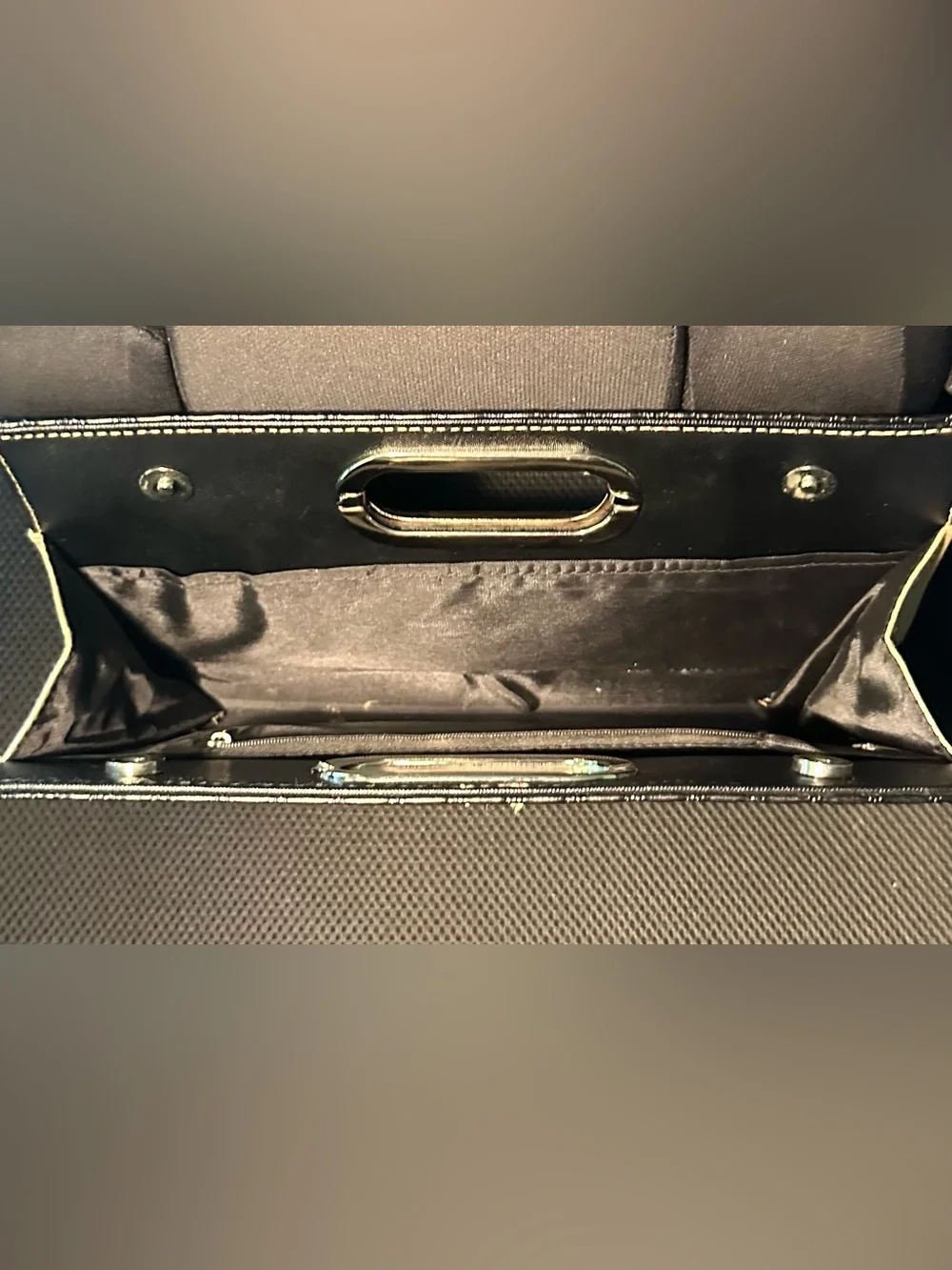 Metallic Gold and Black Cutout Handle Clutch