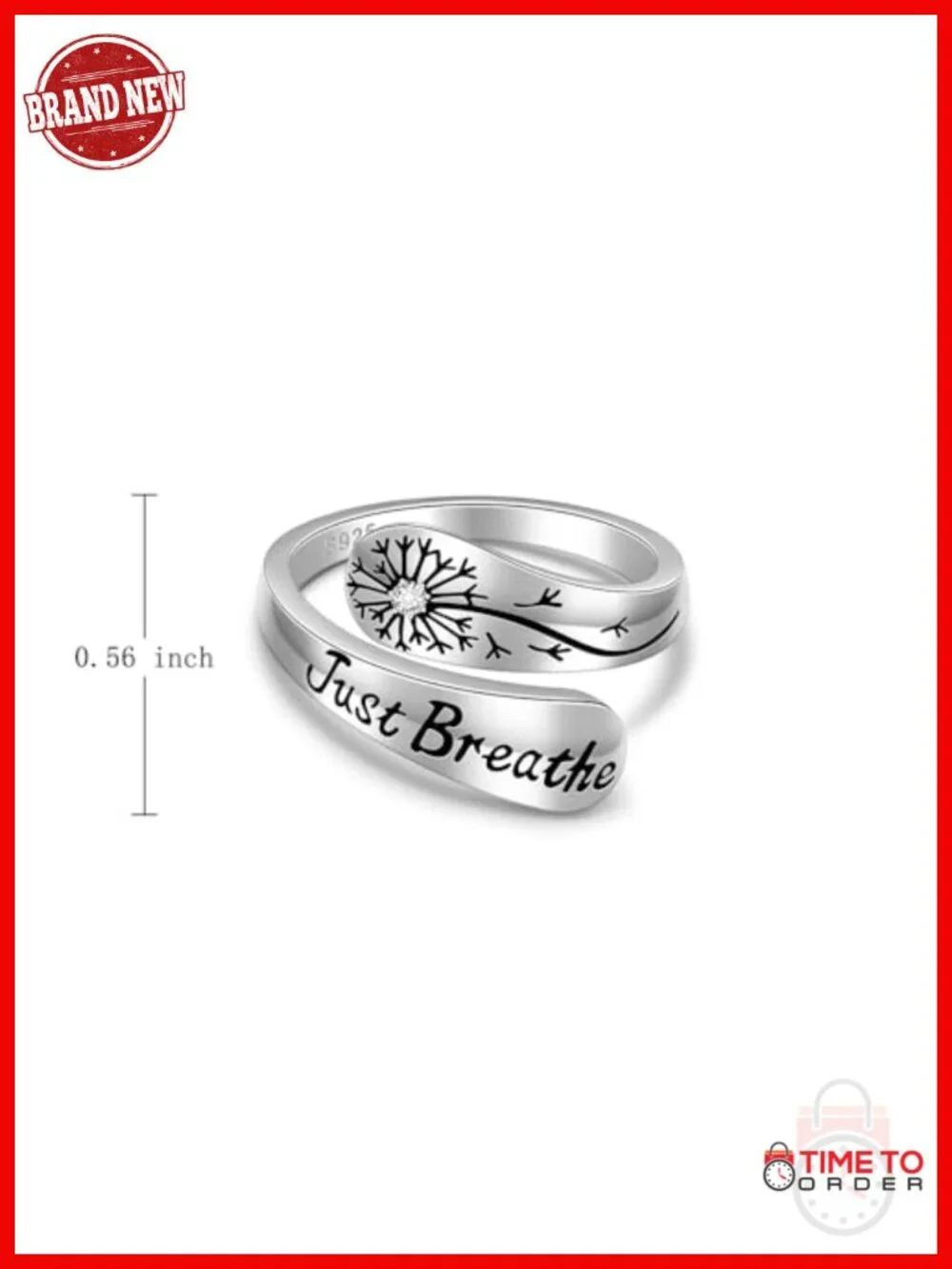 Sterling Silver Adjustable Inspirational Dandelion Ring