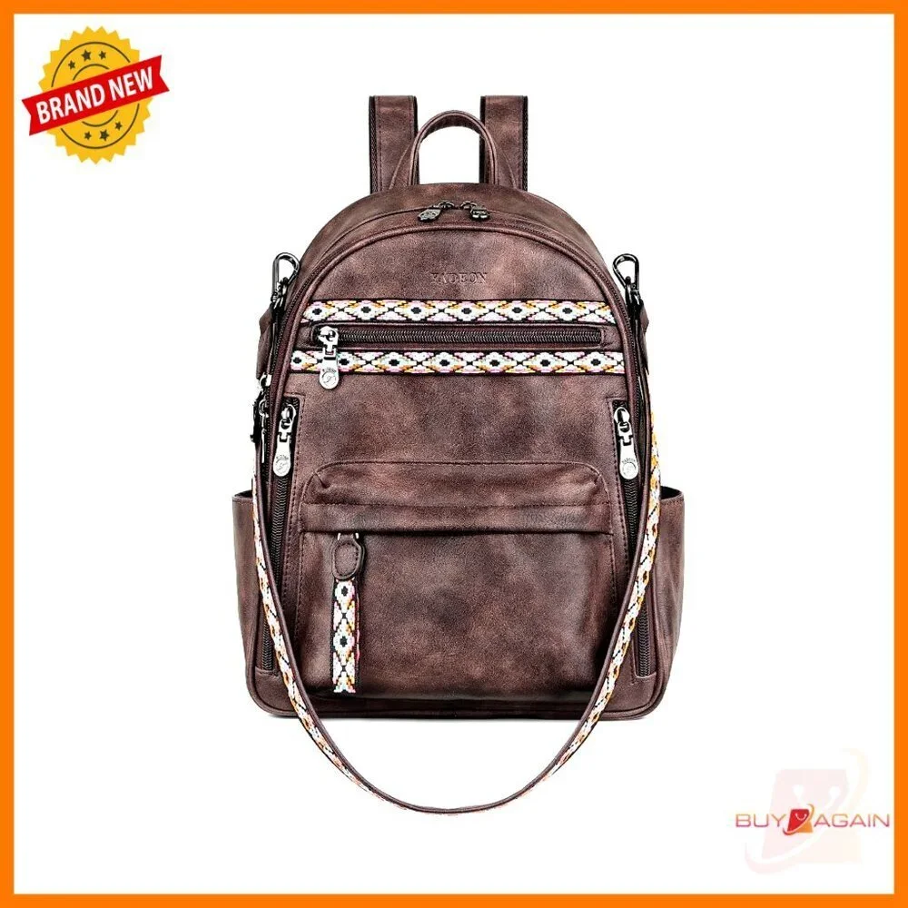 Small PU Leather Backpack Purse with RFID Anti-Theft Multi-Pocket Design