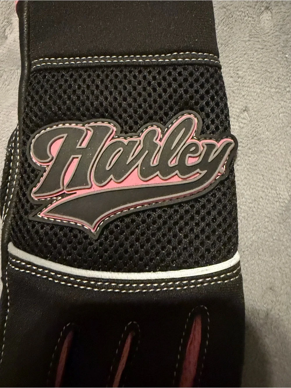Harley-Davidson Black and Pink Women's Riding Gloves