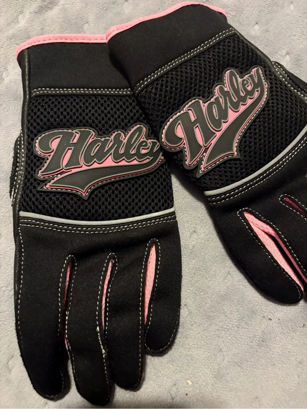 Harley-Davidson Black and Pink Women's Riding Gloves