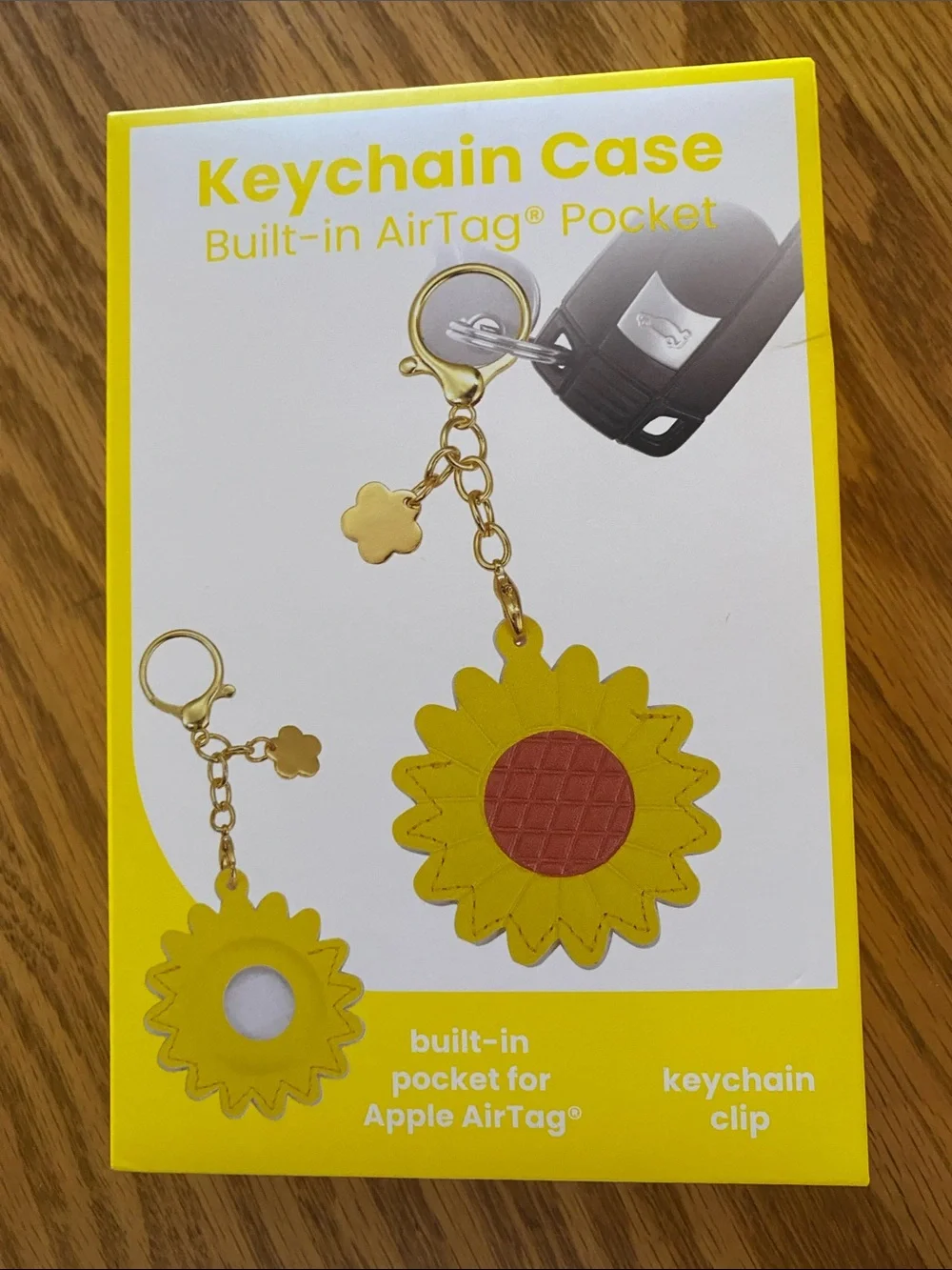 Keychain Case w/ Built-in AirTag Pocket Sunflower, Bus, Cowboy Boot Choose One