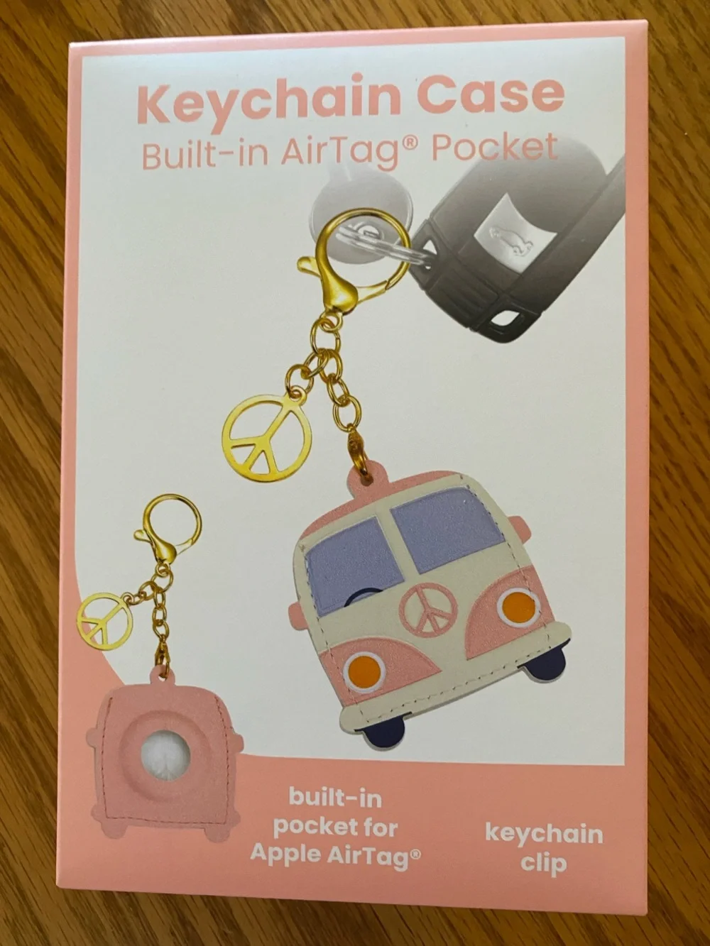 Keychain Case w/ Built-in AirTag Pocket Sunflower, Bus, Cowboy Boot Choose One