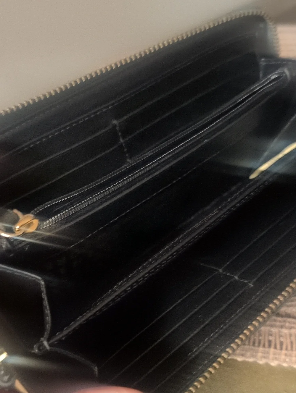 kate spade New York Olive Green Zip Wallet with Gold Plaque