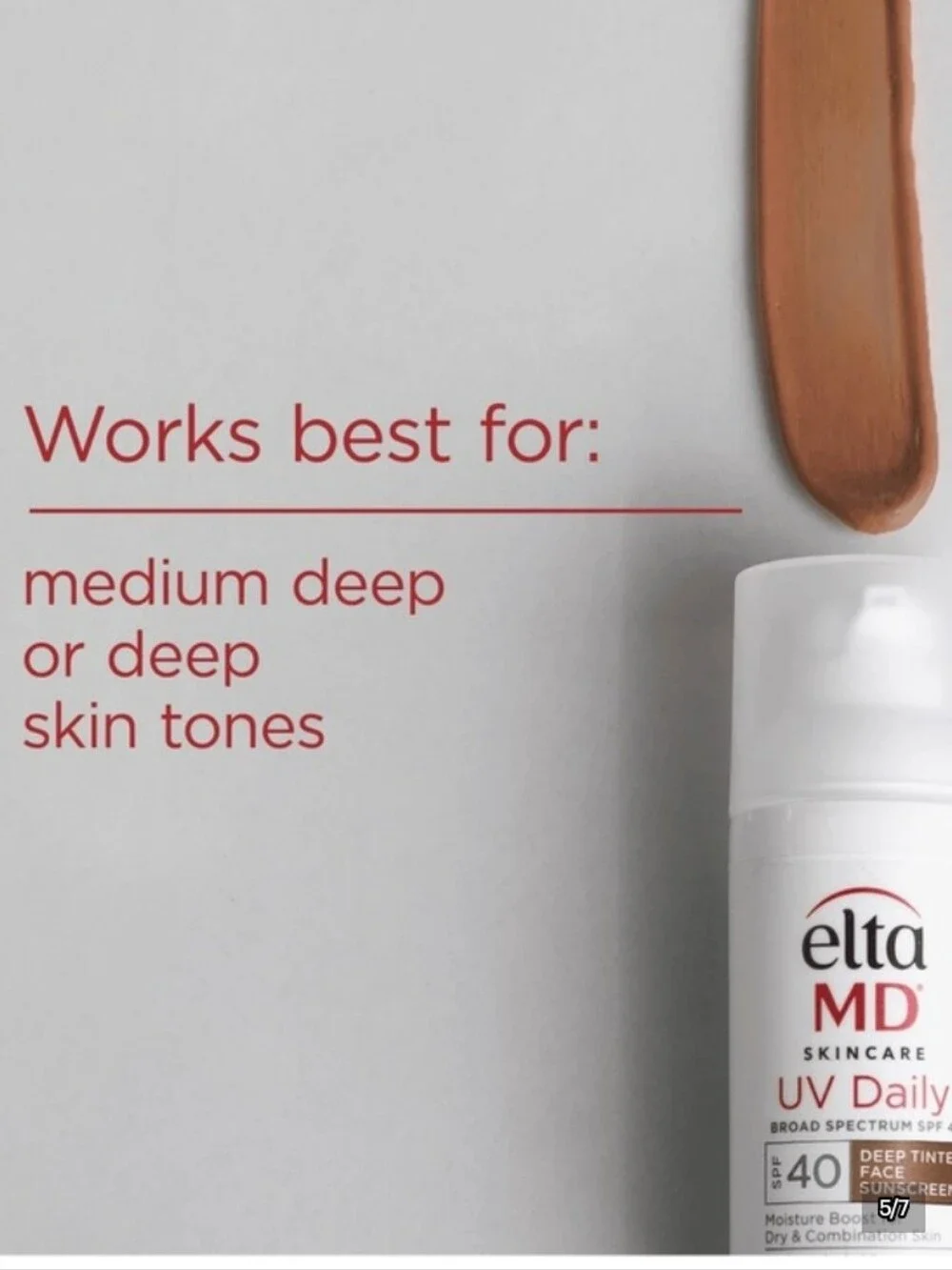 Exp 04/26 EltaMD UV Daily SPF 40 Deep Tinted Face Sunscreen 1.7 Oz Full Size