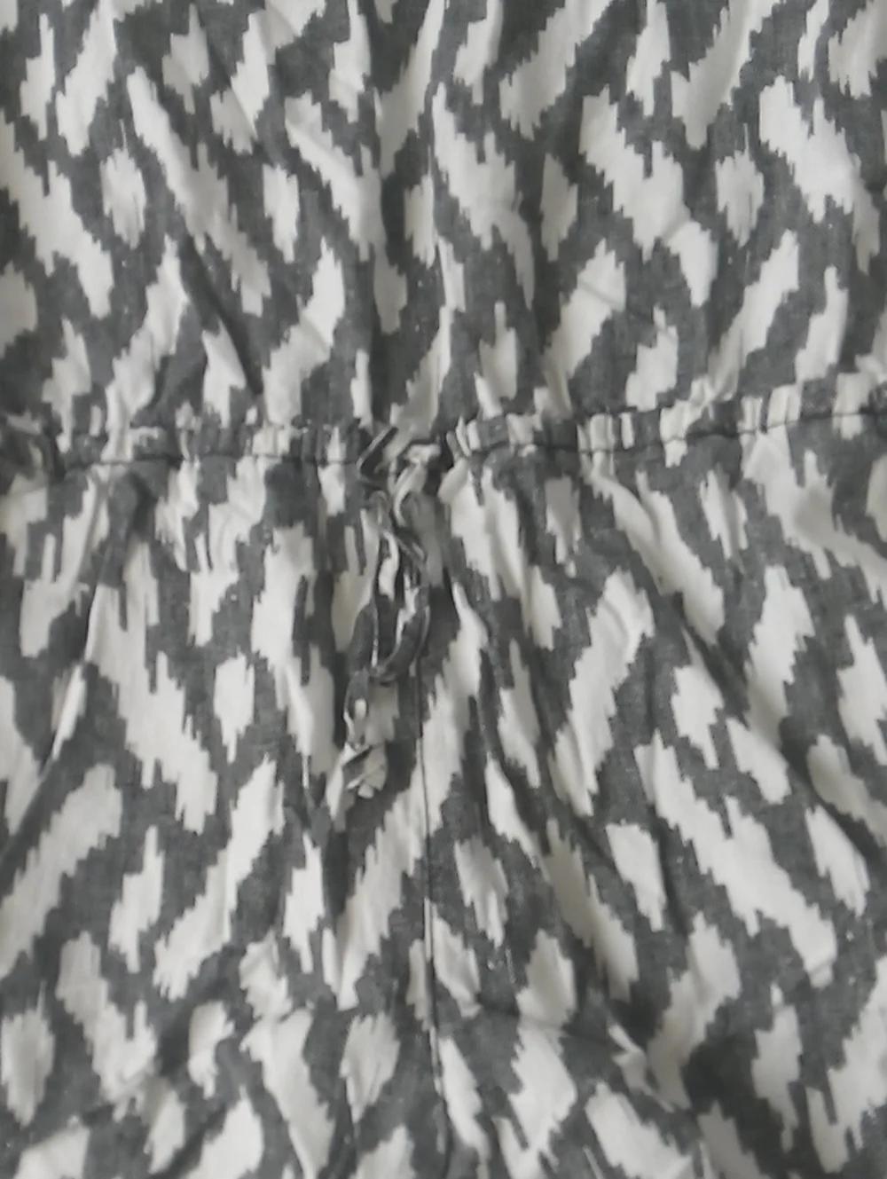 J Crew Gray and White Printed Drawstring Waist Women's Romper L