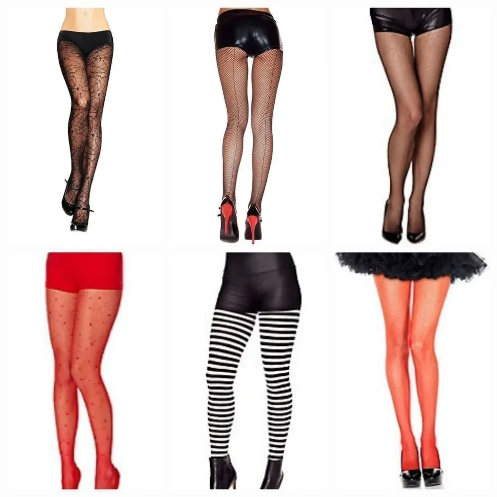 🔸️NWT Red w/Hearts Fishnet Tights Medium/Large