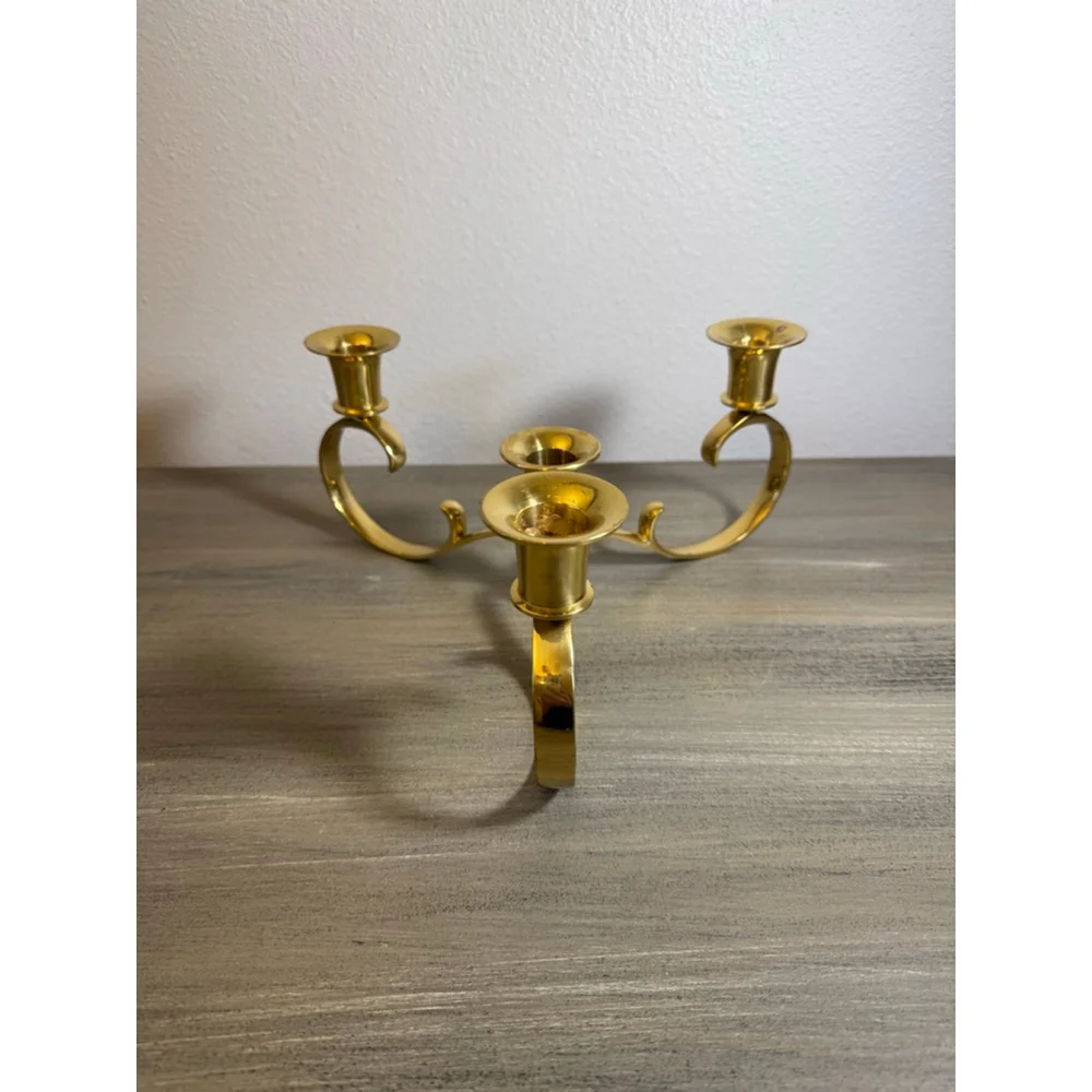 Vintage 3 Arm Brass Candelabra 4-Candlestick Holder