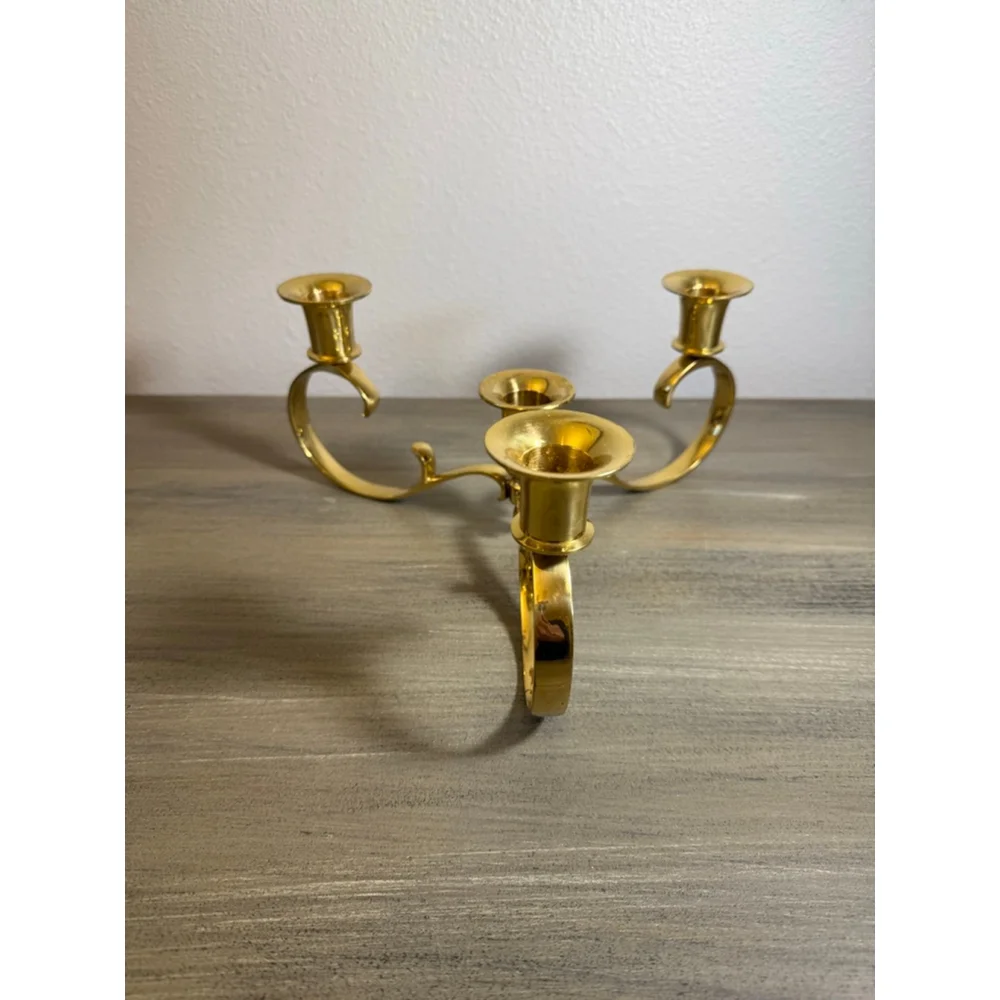 Vintage 3 Arm Brass Candelabra 4-Candlestick Holder