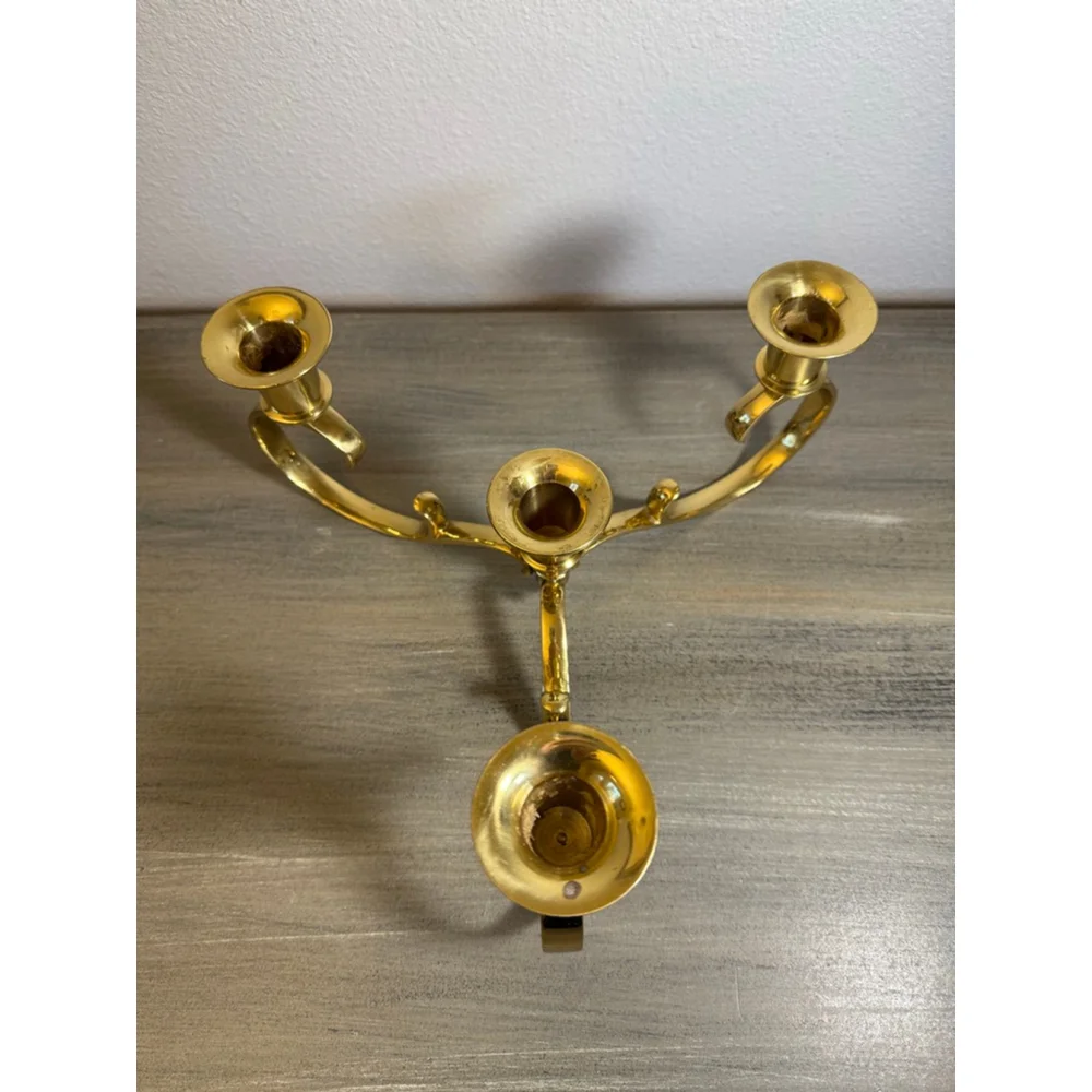 Vintage 3 Arm Brass Candelabra 4-Candlestick Holder
