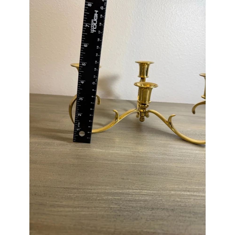 Vintage 3 Arm Brass Candelabra 4-Candlestick Holder