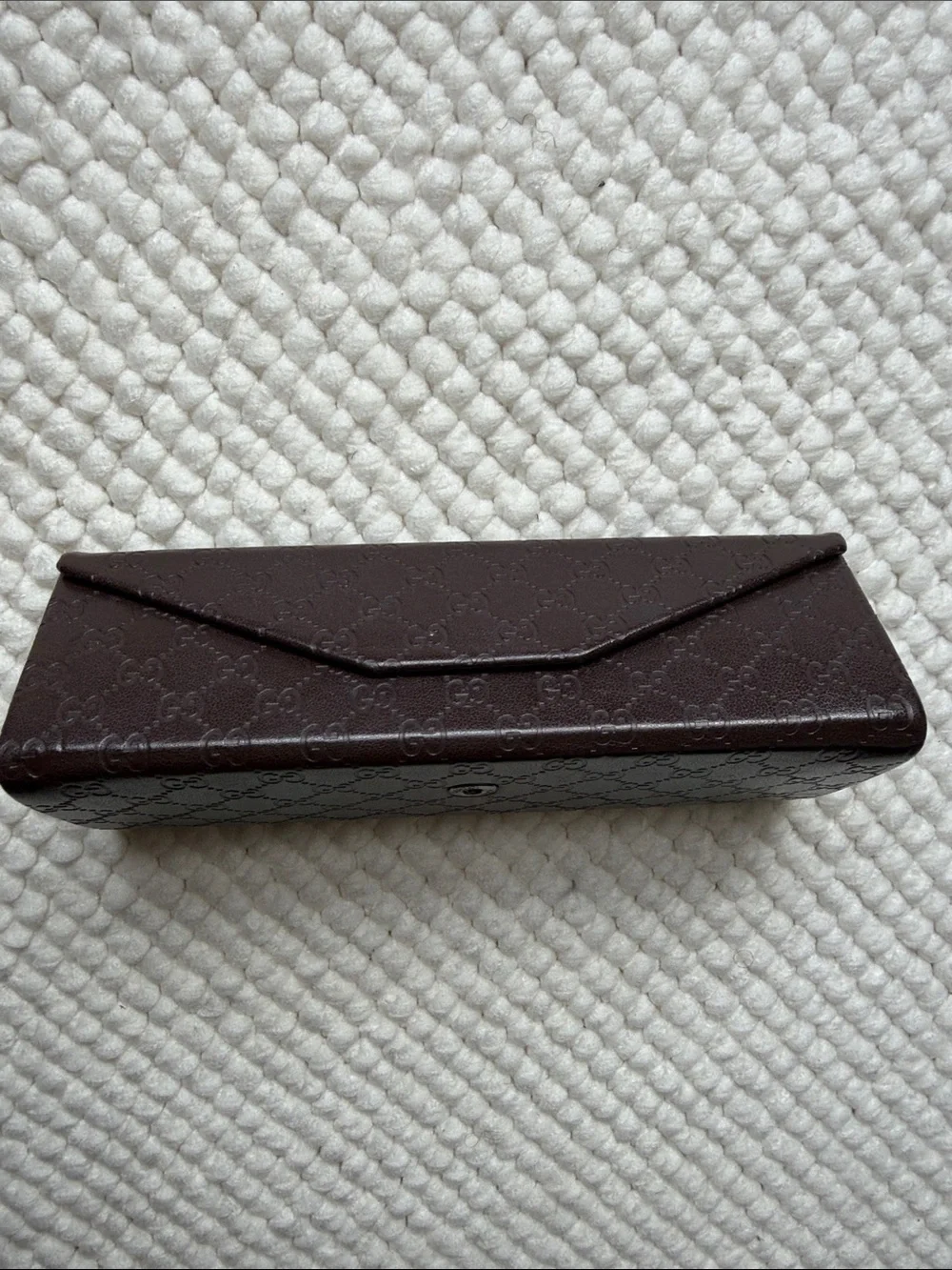 Gucci Brown Embossed Leather Eyewear Sunglasses Case