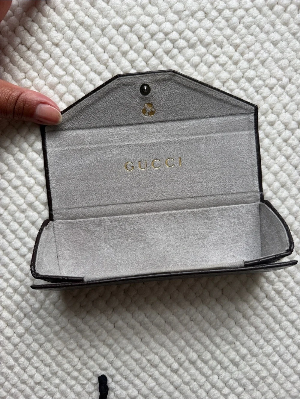 Gucci Brown Embossed Leather Eyewear Sunglasses Case
