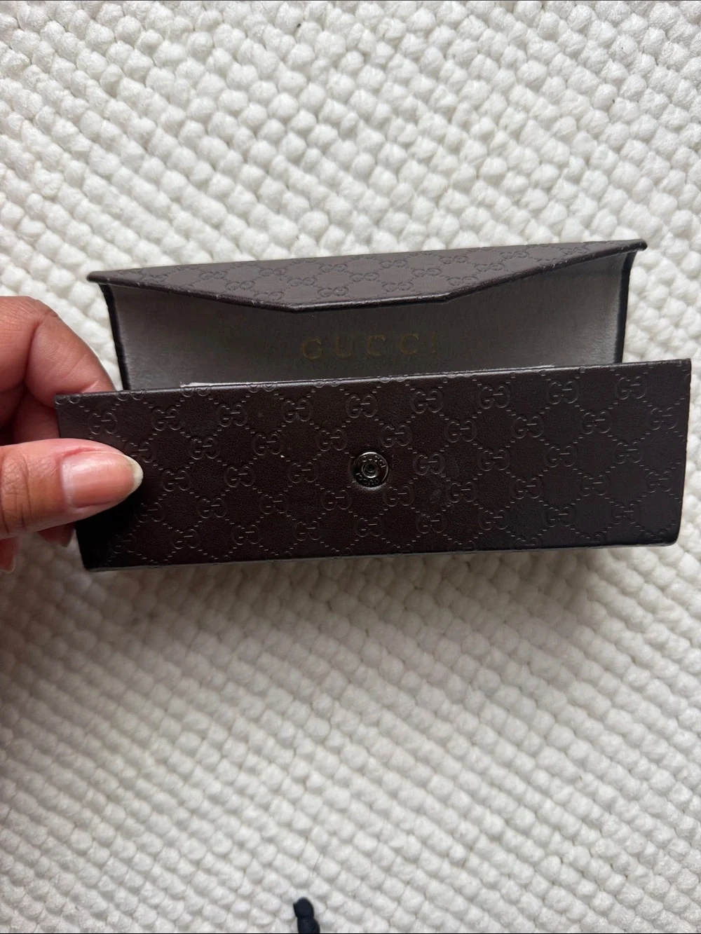 Gucci Brown Embossed Leather Eyewear Sunglasses Case