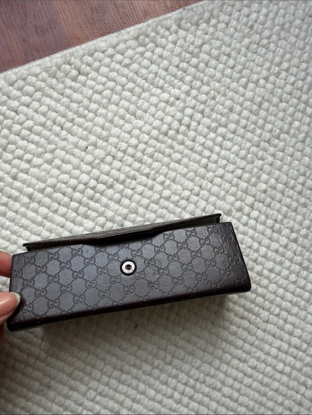 Gucci Brown Embossed Leather Eyewear Sunglasses Case
