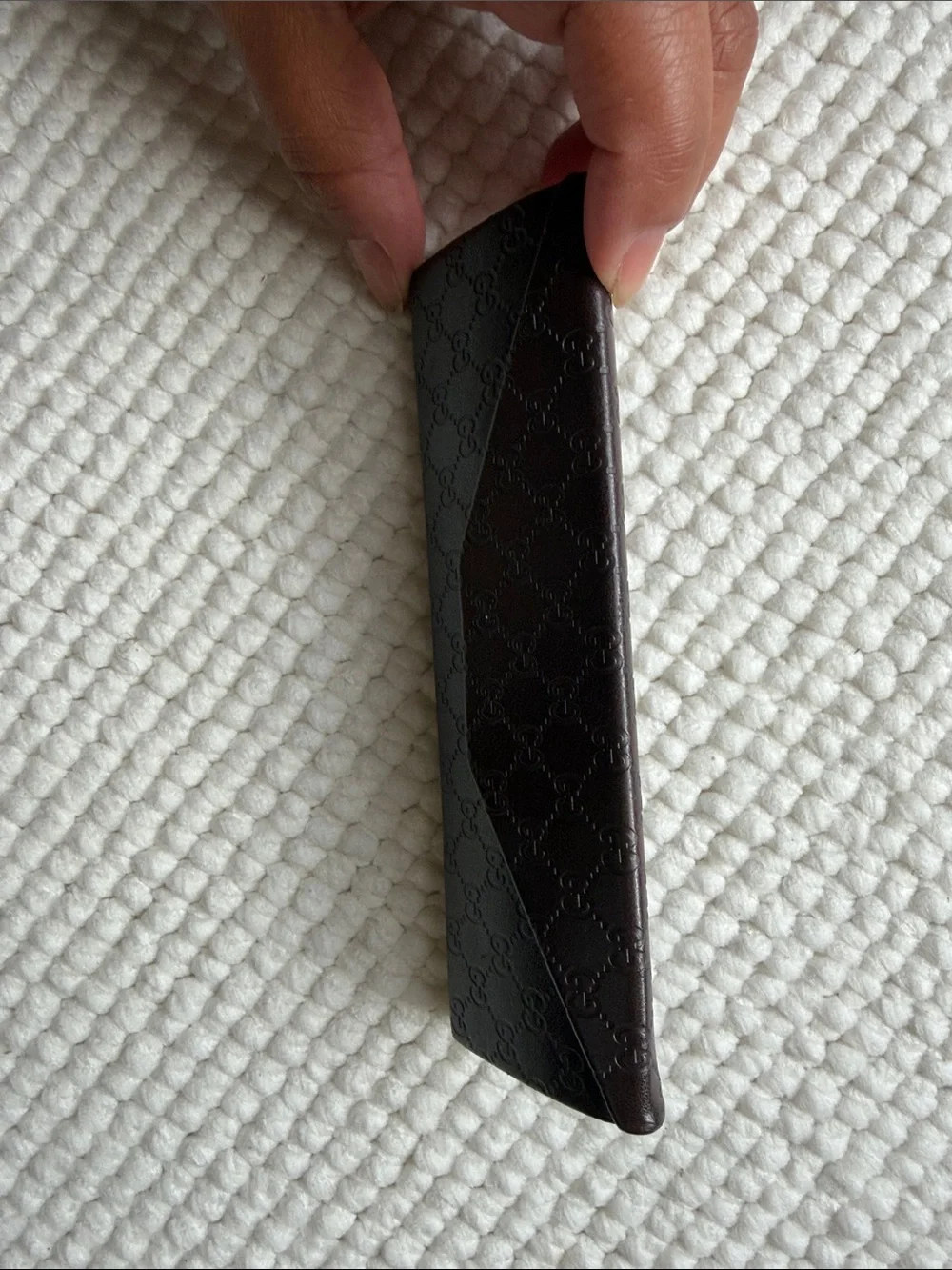 Gucci Brown Embossed Leather Eyewear Sunglasses Case