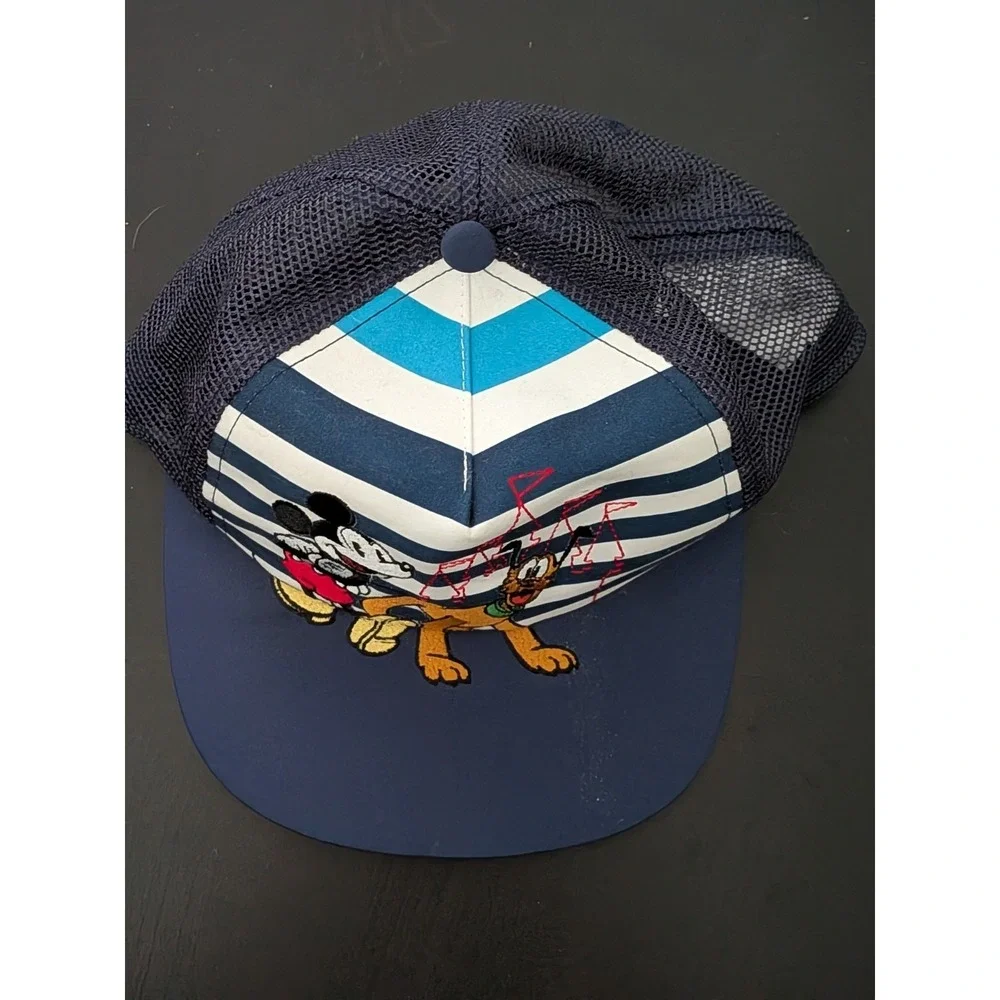 Walt Disney World Disney Parks Mickey + Pluto Snapback Hat Striped Youth Kids OS