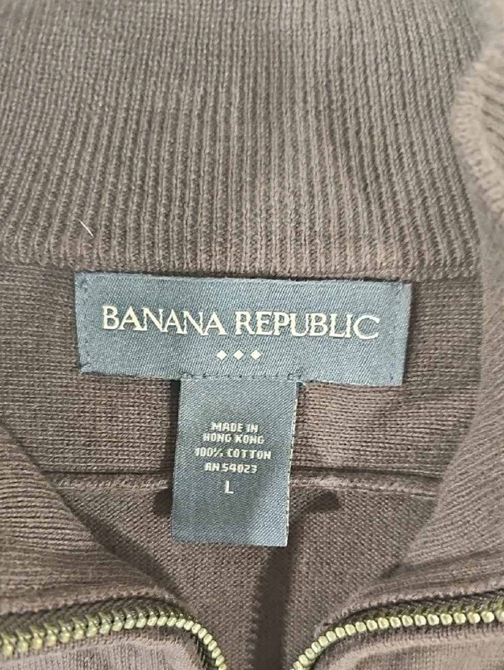 Banana Republic Men's Brown Full Zip Rib-Side Sweater