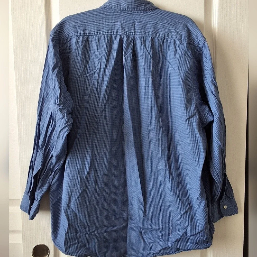 Brooks Brothers 1818 light & dark blue Houndstooth button-down shirt Size 17-4‎