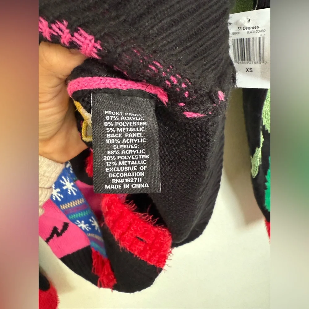 32 Degrees Black, Pink & Green Holiday Flamingo Cardigan