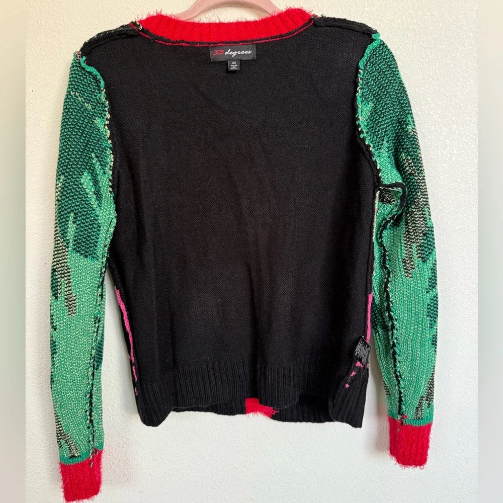 32 Degrees Black, Pink & Green Holiday Flamingo Cardigan