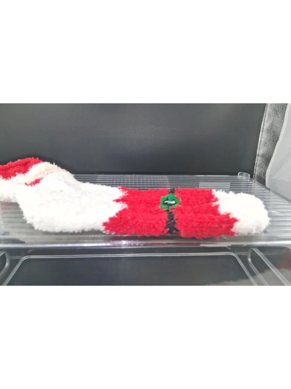Santa Face Fuzzy Christmas Socks Red & White Non-Slip Cozy Fit