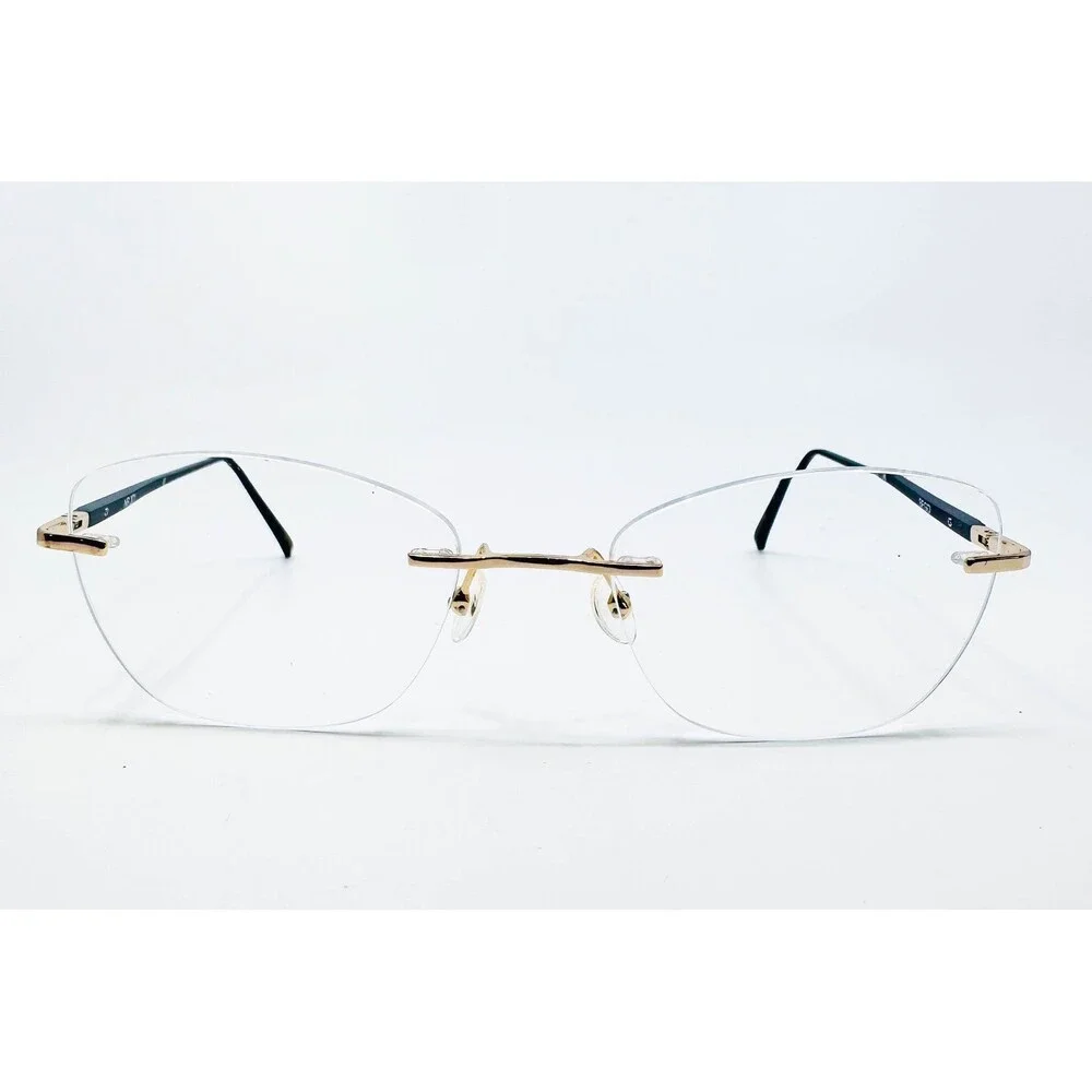 NR 371 Eyeglasses Frames Womens Gold Black Rimless SFGD 52-16-138 52mm