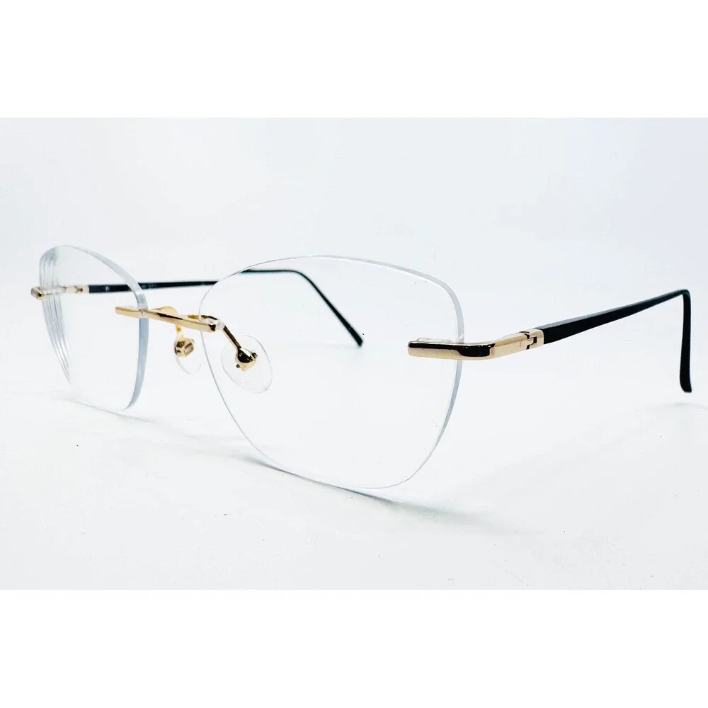 NR 371 Eyeglasses Frames Womens Gold Black Rimless SFGD 52-16-138 52mm