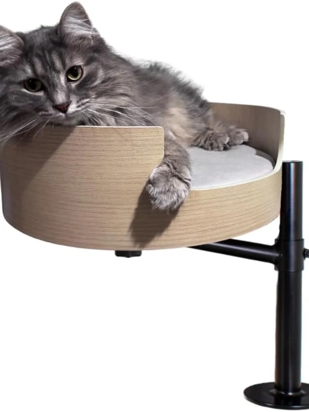 The Original Desk Mounted Cat Bed Attachment – Walnut Wood & White oak