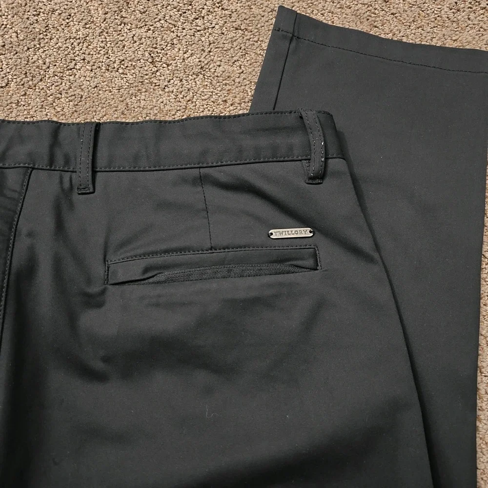 TWILLORY Mens Black Tailored‎ Fit Golf Dress Pants Performance Size 34x30 Tag