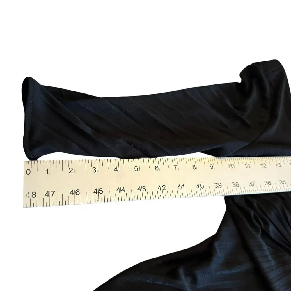 Max Azria Black Knot Dress Sz XS Midi‎ Ruching Front Gown V Neck Cocktail