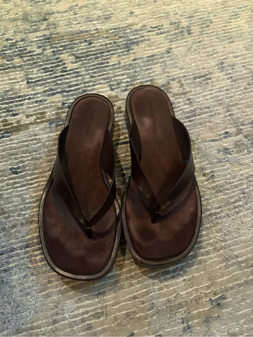 Reformation Eden Platform Thong Sandals in Dark Brown 7