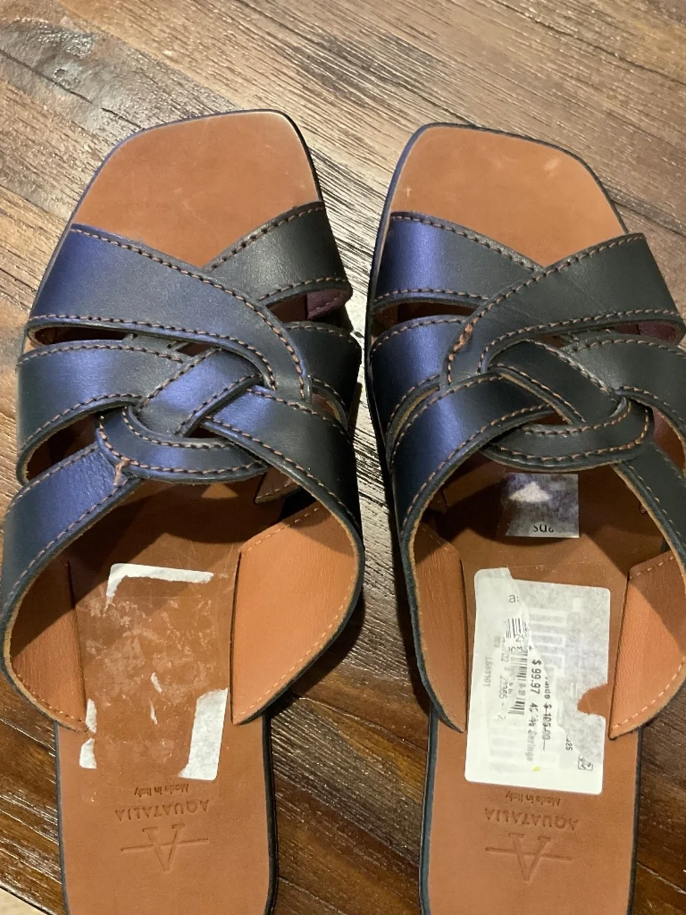 Aquatalia Belissa Slide Sandal Black Leather Size 8