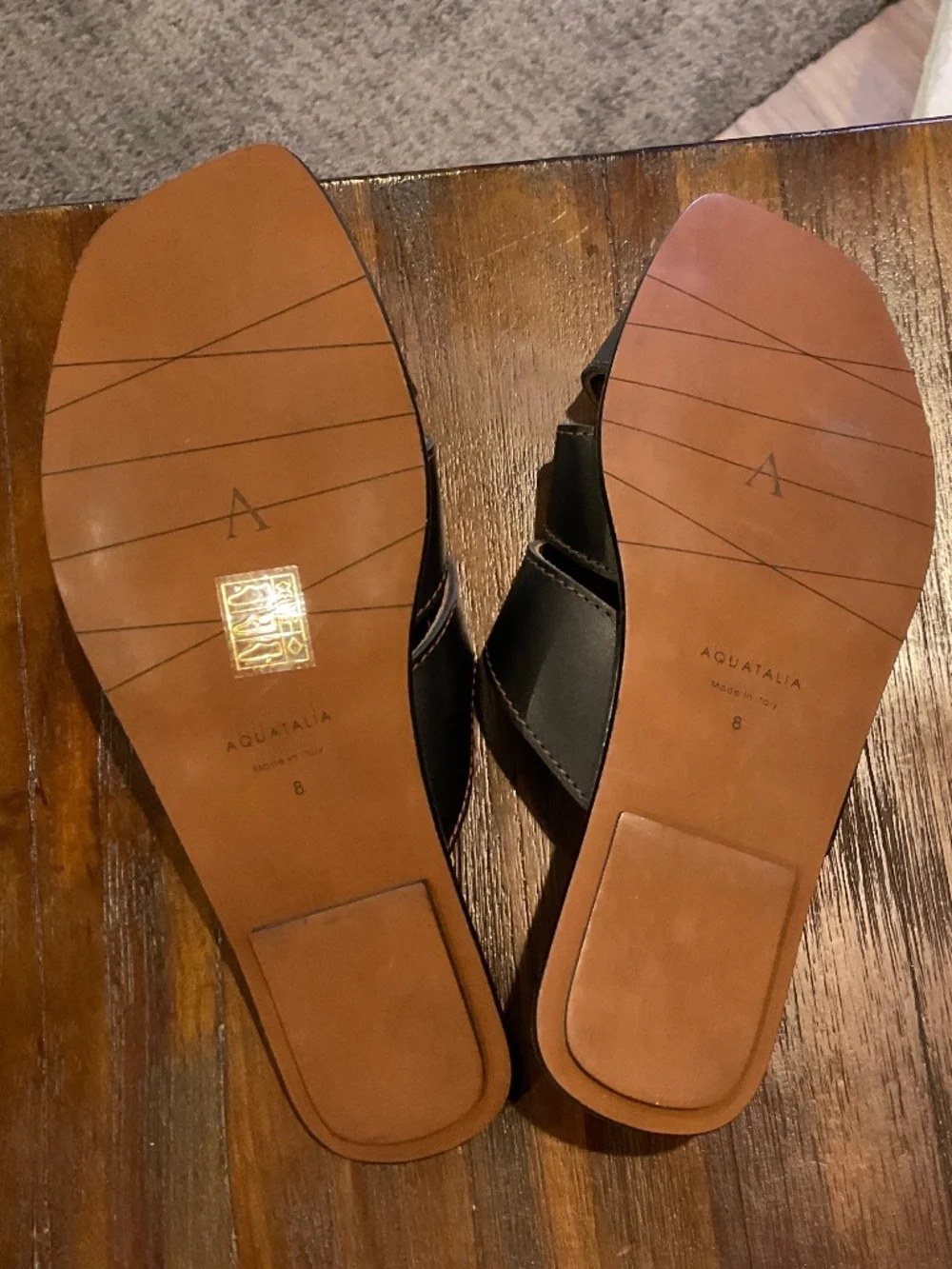 Aquatalia Belissa Slide Sandal Black Leather Size 8