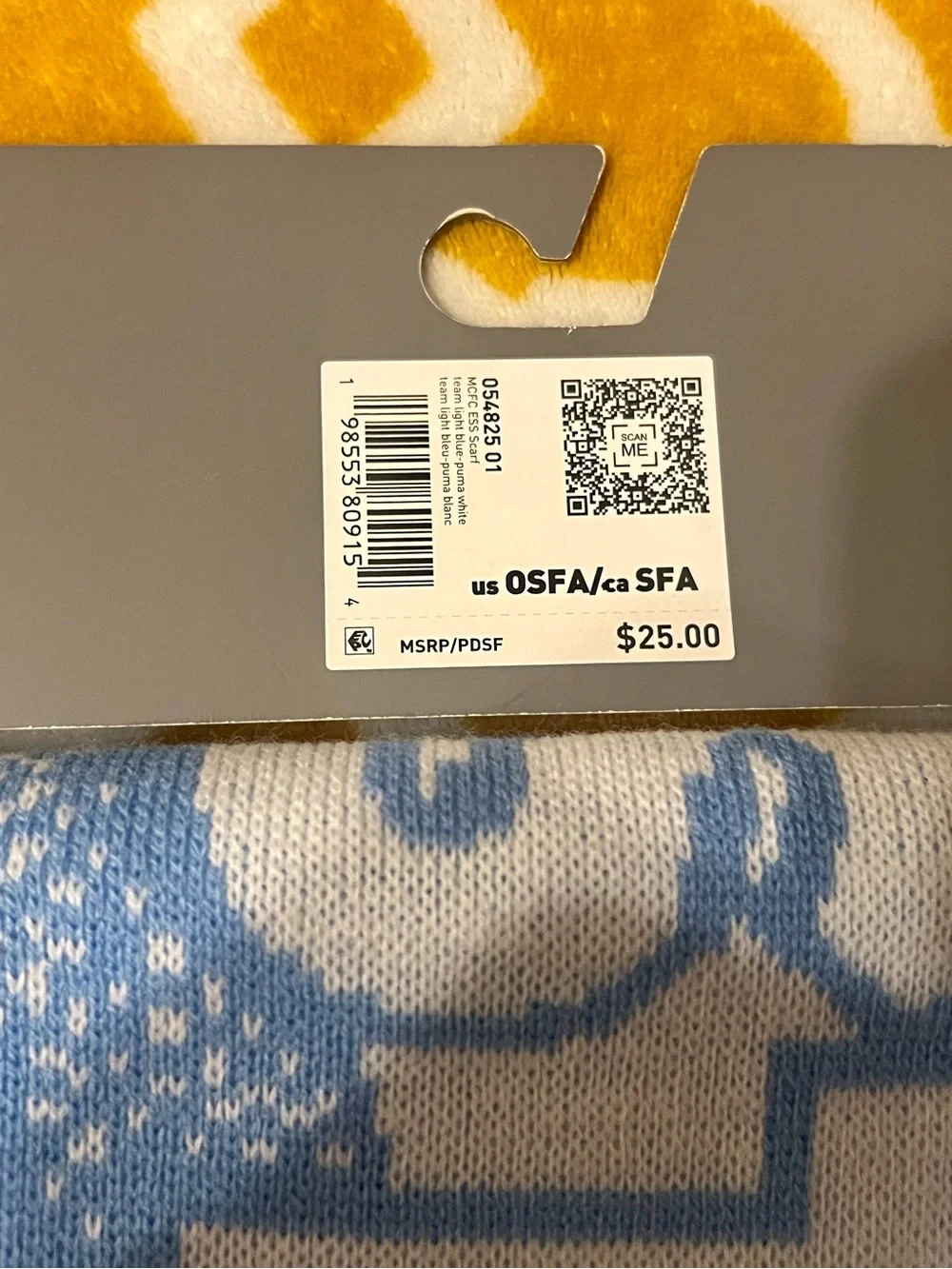 Puma Manchester City Light Blue and White Scarf