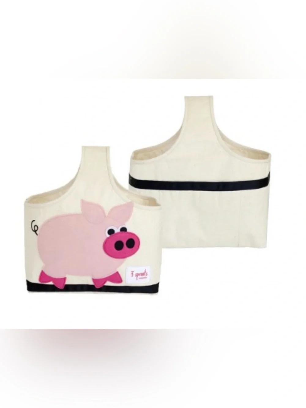3 Sprouts Pink Pig Canvas Storage Bin - Small Canvas Diaper/Nursery /Caddy Bag