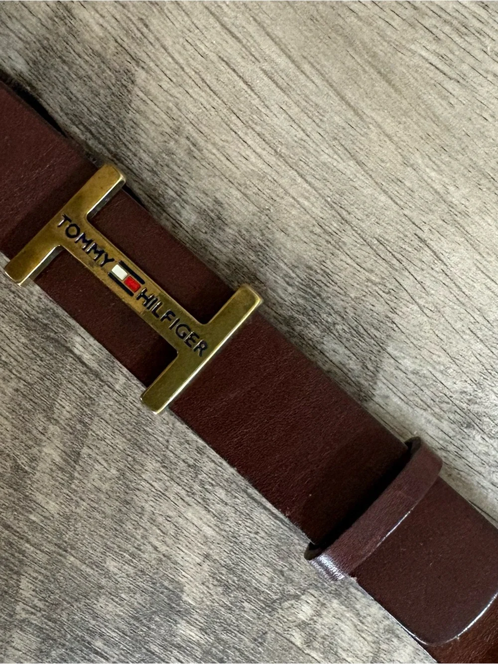 Women's TOMMY HILFIGER Brown BRAIDED LEATHER Solid Brass H Buckle DESIGNER BELT